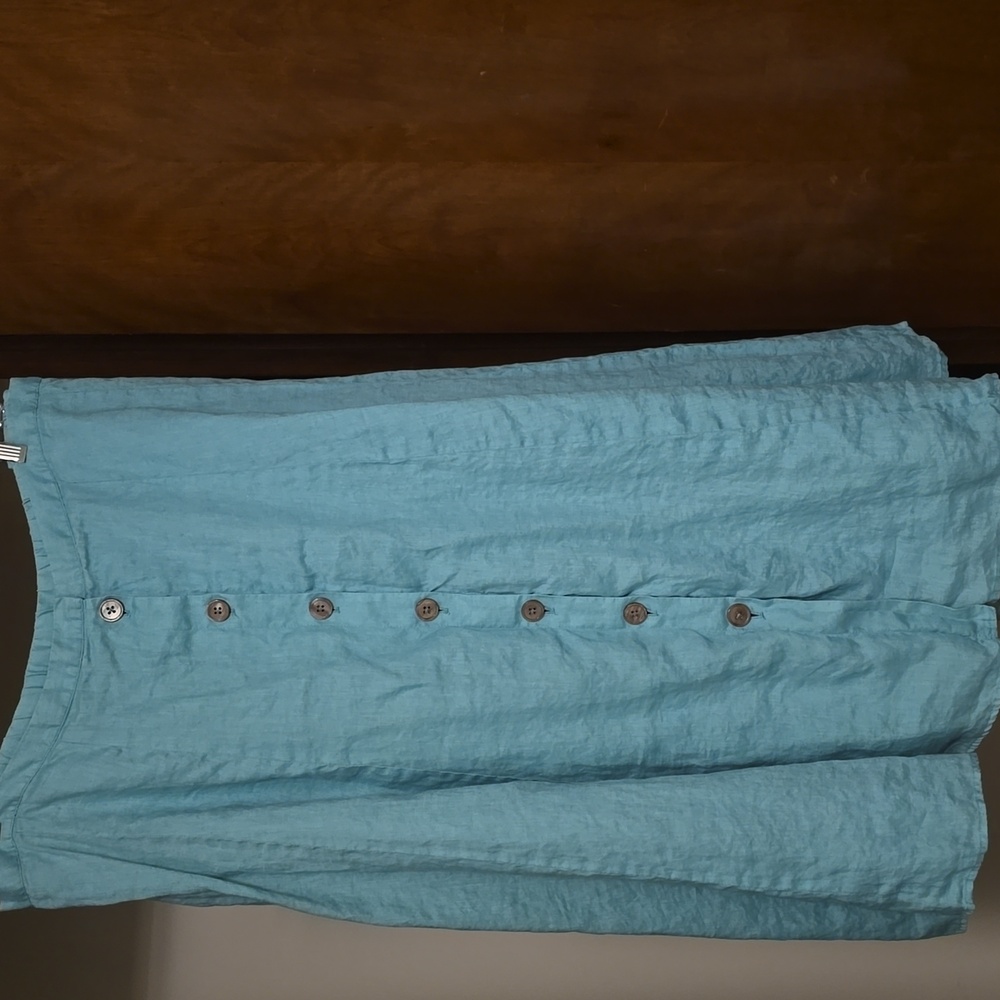 J. Jill Teal Button-Front A-Line Skirt